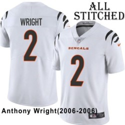White Embroidered Anthony Wright Cincinnati Bengals #2 Stitched Jersey