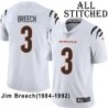 White Embroidered Jim Breech Cincinnati Bengals #3 Stitched Jersey