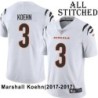 White Embroidered Marshall Koehn Cincinnati Bengals #3 Stitched Jersey
