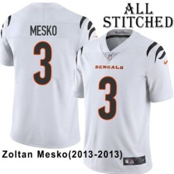 White Embroidered Zoltan Mesko Cincinnati Bengals #3 Stitched Jersey