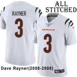 White Embroidered Dave Rayner Cincinnati Bengals #3 Stitched Jersey