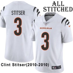 White Embroidered Clint Stitser Cincinnati Bengals #3 Stitched Jersey