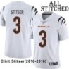 White Embroidered Clint Stitser Cincinnati Bengals #3 Stitched Jersey