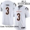 White Embroidered Cade York Cincinnati Bengals #3 Stitched Jersey