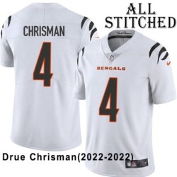 White Embroidered Drue Chrisman Cincinnati Bengals #4 Stitched Jersey