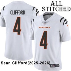 White Embroidered Sean Clifford Cincinnati Bengals #4 Stitched Jersey