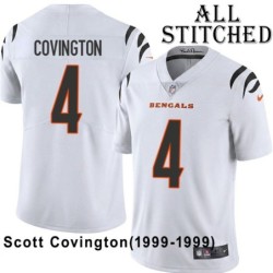 White Embroidered Scott Covington Cincinnati Bengals #4 Stitched Jersey