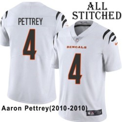 White Embroidered Aaron Pettrey Cincinnati Bengals #4 Stitched Jersey