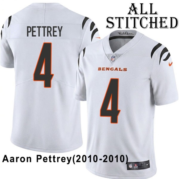 White Embroidered Aaron Pettrey Cincinnati Bengals #4 Stitched Jersey