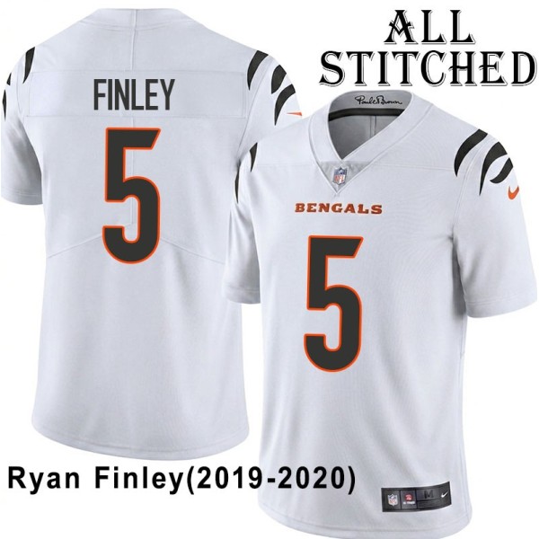 White Embroidered Ryan Finley Cincinnati Bengals #5 Stitched Jersey