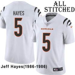 White Embroidered Jeff Hayes Cincinnati Bengals #5 Stitched Jersey