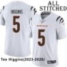 White Embroidered Tee Higgins Cincinnati Bengals #5 Stitched Jersey