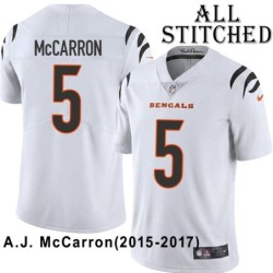 White Embroidered A.J. McCarron Cincinnati Bengals #5 Stitched Jersey