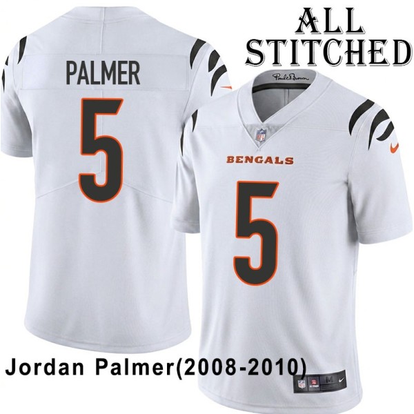 White Embroidered Jordan Palmer Cincinnati Bengals #5 Stitched Jersey