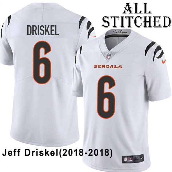 White Embroidered Jeff Driskel Cincinnati Bengals #6 Stitched Jersey