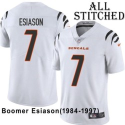 White Embroidered Boomer Esiason Cincinnati Bengals #7 Stitched Jersey