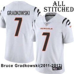 White Embroidered Bruce Gradkowski Cincinnati Bengals #7 Stitched Jersey
