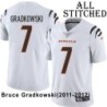 White Embroidered Bruce Gradkowski Cincinnati Bengals #7 Stitched Jersey