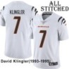 White Embroidered David Klingler Cincinnati Bengals #7 Stitched Jersey
