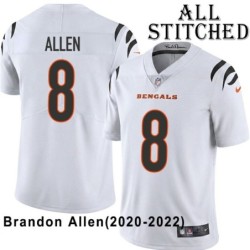 White Embroidered Brandon Allen Cincinnati Bengals #8 Stitched Jersey