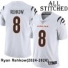 White Embroidered Ryan Rehkow Cincinnati Bengals #8 Stitched Jersey