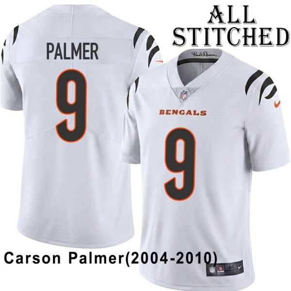 White Embroidered Carson Palmer Cincinnati Bengals #9 Stitched Jersey