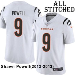 White Embroidered Shawn Powell Cincinnati Bengals #9 Stitched Jersey