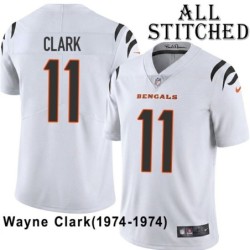 White Embroidered Wayne Clark Cincinnati Bengals #11 Stitched Jersey