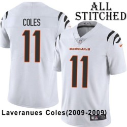 White Embroidered Laveranues Coles Cincinnati Bengals #11 Stitched Jersey