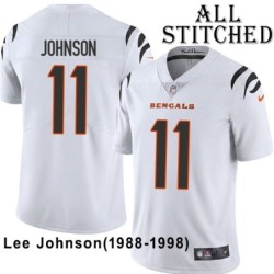 White Embroidered Lee Johnson Cincinnati Bengals #11 Stitched Jersey