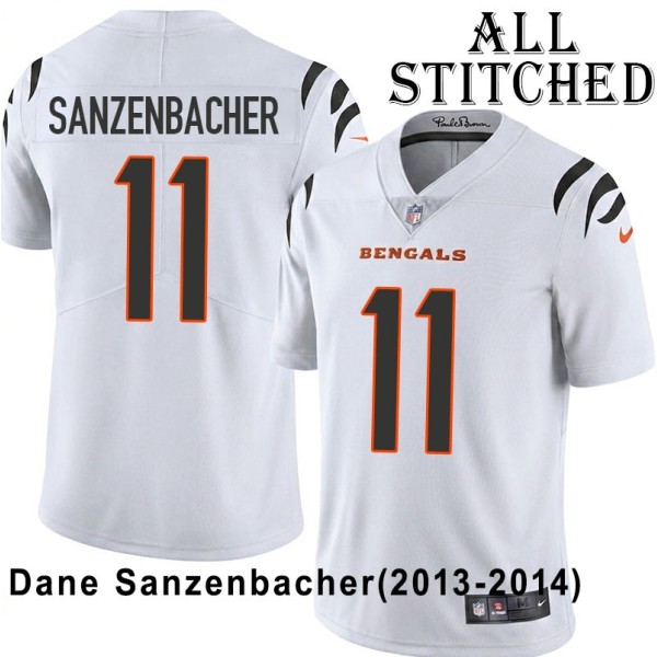 White Embroidered Dane Sanzenbacher Cincinnati Bengals #11 Stitched Jersey