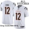White Embroidered Greg Cook Cincinnati Bengals #12 Stitched Jersey