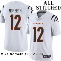 White Embroidered Mike Norseth Cincinnati Bengals #12 Stitched Jersey