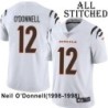 White Embroidered Neil O'Donnell Cincinnati Bengals #12 Stitched Jersey