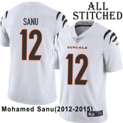 White Embroidered Mohamed Sanu Cincinnati Bengals #12 Stitched Jersey