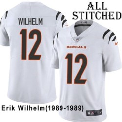 White Embroidered Erik Wilhelm Cincinnati Bengals #12 Stitched Jersey