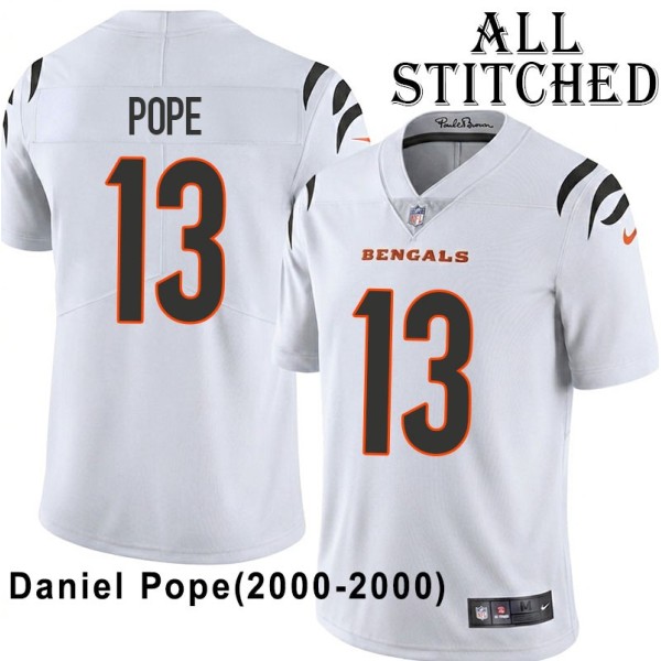 White Embroidered Daniel Pope Cincinnati Bengals #13 Stitched Jersey
