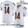White Embroidered Jordan Moore Cincinnati Bengals #14 Stitched Jersey