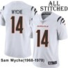 White Embroidered Sam Wyche Cincinnati Bengals #14 Stitched Jersey
