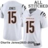 White Embroidered Charlie Jones Cincinnati Bengals #15 Stitched Jersey