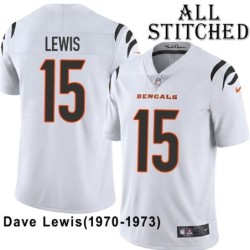 White Embroidered Dave Lewis Cincinnati Bengals #15 Stitched Jersey