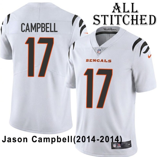 White Embroidered Jason Campbell Cincinnati Bengals #17 Stitched Jersey