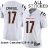 White Embroidered Jason Campbell Cincinnati Bengals #17 Stitched Jersey