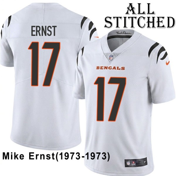 White Embroidered Mike Ernst Cincinnati Bengals #17 Stitched Jersey