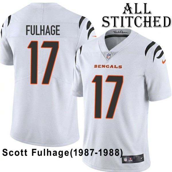 White Embroidered Scott Fulhage Cincinnati Bengals #17 Stitched Jersey