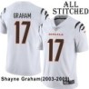 White Embroidered Shayne Graham Cincinnati Bengals #17 Stitched Jersey