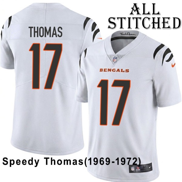 White Embroidered Speedy Thomas Cincinnati Bengals #17 Stitched Jersey