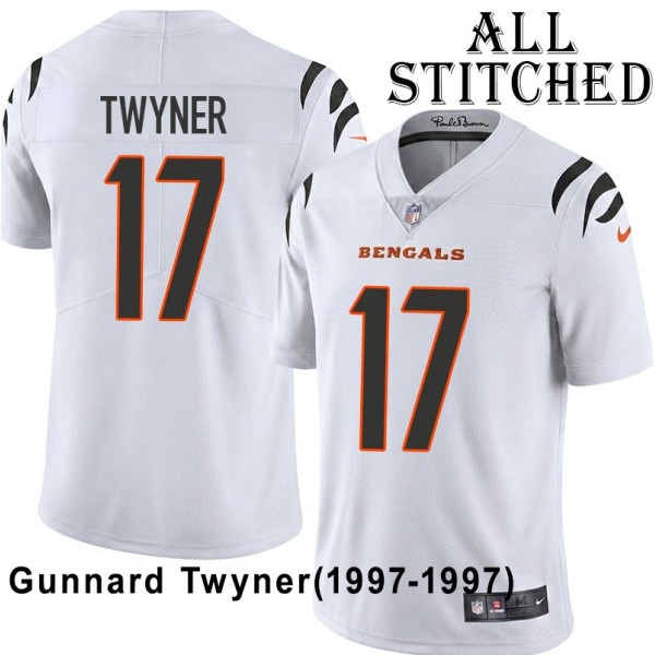 White Embroidered Gunnard Twyner Cincinnati Bengals #17 Stitched Jersey