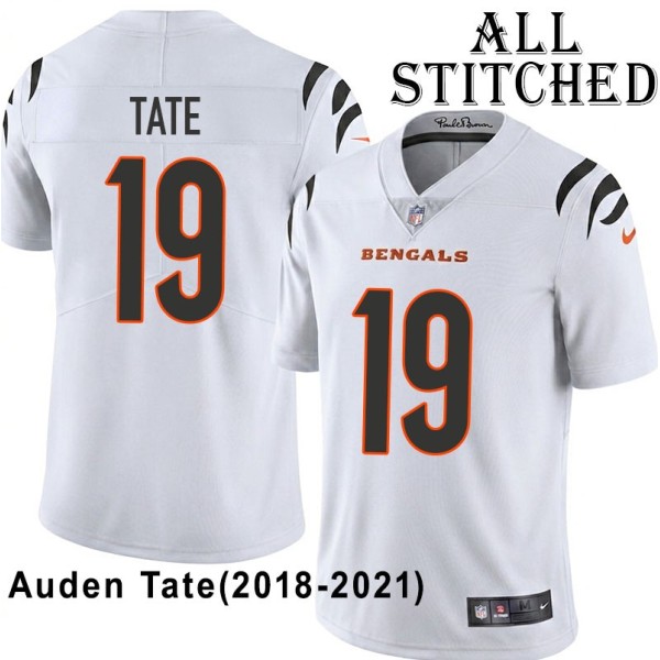 White Embroidered Auden Tate Cincinnati Bengals #19 Stitched Jersey
