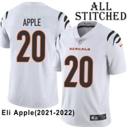 White Embroidered Eli Apple Cincinnati Bengals #20 Stitched Jersey